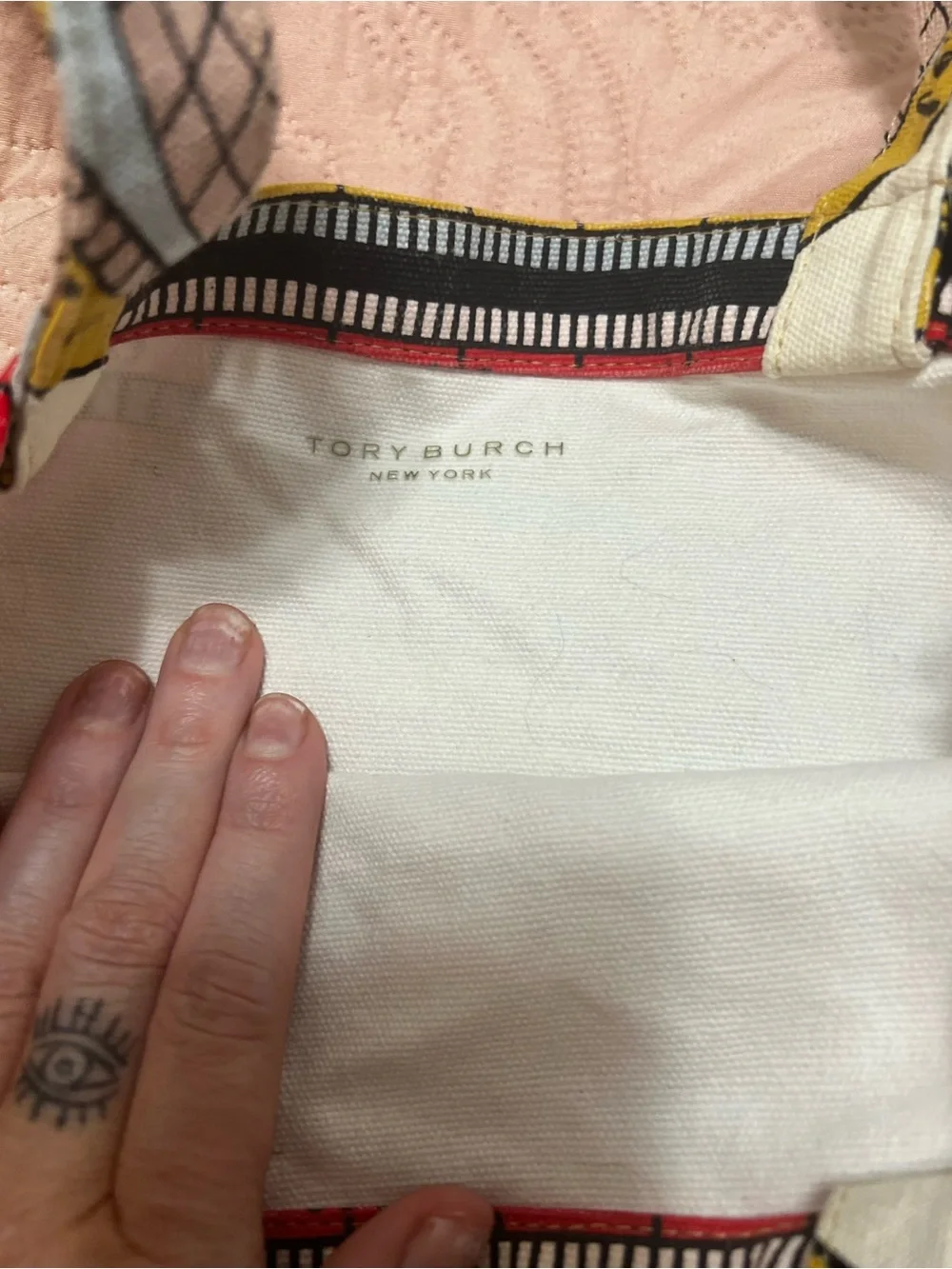 Tory Burch Constellation canvas Tote Bag Pink White Small